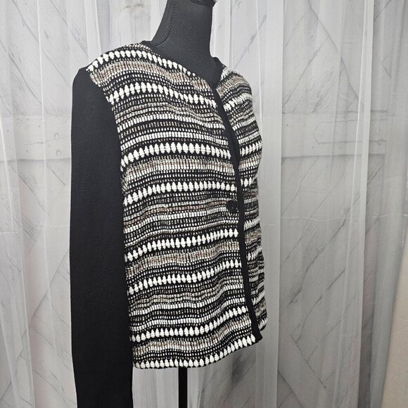 Chico's Black Gray Knit Boho Cardigan Sweater Size 2 (L) - Picture 5 of 14